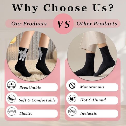 KUNAL 4 Pairs Cat Socks with Balls, Cute Cat Socks with Balls, Cotton Fun Animal Mid-Tube Sock in Saudi Arabia