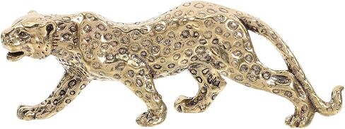 VOSAREA Brass Statue Retro Leopard Statue Desktop Leopard Figurine Desktop Table Top Ornament Decoration in Saudi Arabia