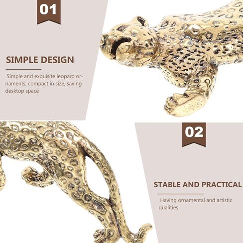 VOSAREA Brass Statue Retro Leopard Statue Desktop Leopard Figurine Desktop Table Top Ornament Decoration in Saudi Arabia