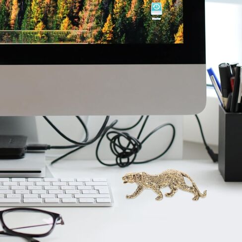 VOSAREA Brass Statue Retro Leopard Statue Desktop Leopard Figurine Desktop Table Top Ornament Decoration in Saudi Arabia