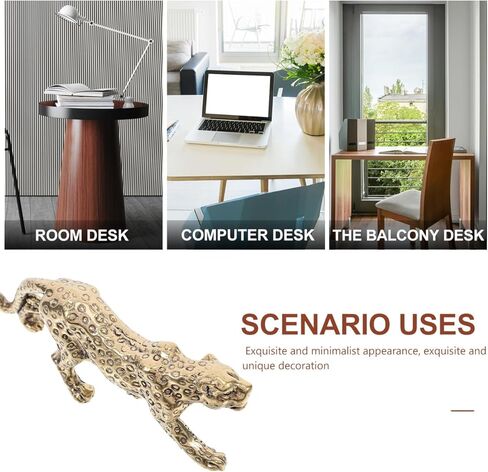VOSAREA Brass Statue Retro Leopard Statue Desktop Leopard Figurine Desktop Table Top Ornament Decoration in Saudi Arabia