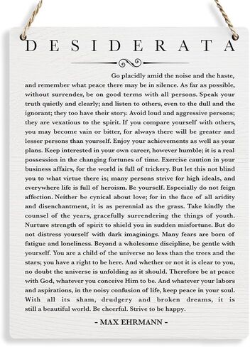 bellowdeer ملهمة جدار ديكور desiderata قصيدة جدار الفن خشبية معلقة علامة تحفيزية desiderata الأدبية جدار الفن ديكور للمنزل الحديث مكتب الحضانة غرفة نوم الديكور 8x10 بوصة in Kuwait