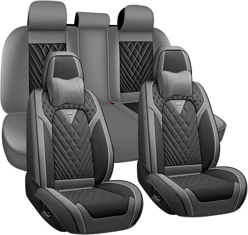 Car Seat Covers for Ford Ranger 1998-2011 2019-2025,Breathable Nappa Leather Car Seat Protector,Full Seat Cover Automotive Seat Cushion with Airbag Compatible(5 Seats,Black-Red) in Saudi Arabia