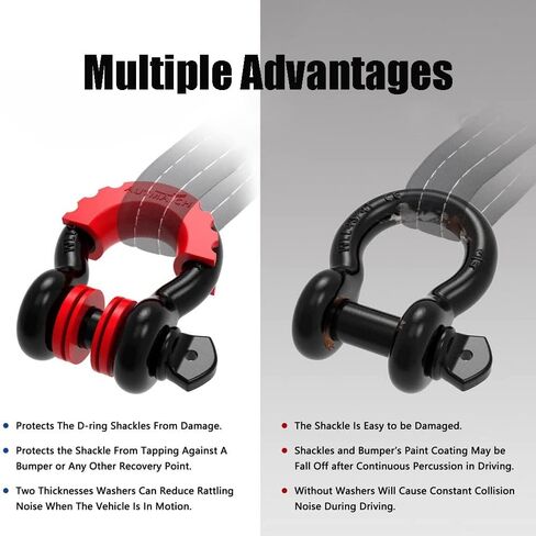 Riloer Towing Shackles Bumper Protector for 3/4" or 5/8" Shackles D-Ring Shackle Isolator with Washers in Saudi Arabia