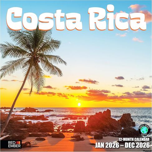 RED EMBER Costa Rica 2026 Wall Calendar 12 Month | 12" x 24" Open | Thick & Sturdy Paper | Holiday Gift | Tropical Islands Nature Travel Beach Calendar 2026 in Saudi Arabia