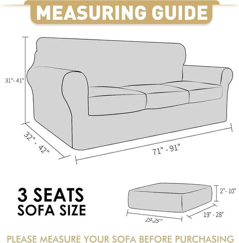 JIVINER 4 قطع غطاء أريكة لـ 3 وسائد، أغطية أريكة عالية التمدد مع قاعدة مرنة، أغطية أريكة قابلة للغسل للكلاب، الحيوانات الأليفة تتميز بنسيج جاكار هندسي (أريكة، أزرق داكن) in Kuwait