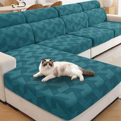 JIVINER Stretch Couch Cushion Covers, Geometrical Cushion Slipcover for Chair Loveseat Sofa Seat Cushion Furniture Protector with Elastic Bottom & Non-Slip Strap (3 Pieces Seat Covers, Dark Grey) in Saudi Arabia