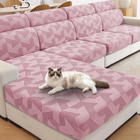 JIVINER Stretch Couch Cushion Covers, Geometrical Cushion Slipcover for Chair Loveseat Sofa Seat Cushion Furniture Protector with Elastic Bottom & Non-Slip Strap (3 Pieces Seat Covers, Dark Grey) in Saudi Arabia