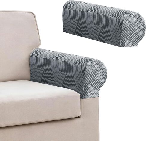JIVINER Stretch Couch Cushion Covers, Geometrical Cushion Slipcover for Chair Loveseat Sofa Seat Cushion Furniture Protector with Elastic Bottom & Non-Slip Strap (3 Pieces Seat Covers, Dark Grey) in Saudi Arabia