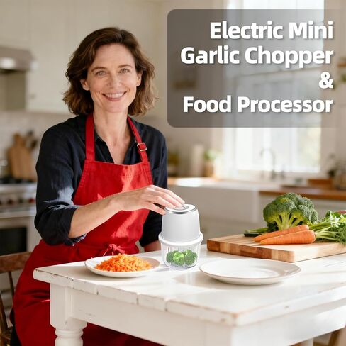 Electric Garlic Chopper, Mini Food Processor & Vegetable Chopper, 350ml Portable Cordless USB Rechargeable Garlic Chopper, Powerful Chopper for Onion, Herb, Nut, Easy to Clean Glass Container（Blue） in Saudi Arabia