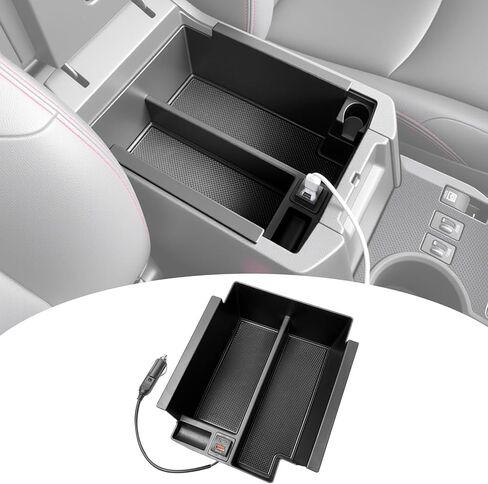 منظم وحدة التحكم المركزية مع شاحن سريع لسيارة Toyota 4Runner 2010-2024، صينية تخزين صندوق مسند الذراع مع شحن USB سريع لملحقات داخلية 10-24 4 عداء in Kuwait