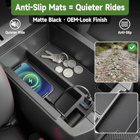 منظم وحدة التحكم المركزية مع شاحن سريع لسيارة Toyota 4Runner 2010-2024، صينية تخزين صندوق مسند الذراع مع شحن USB سريع لملحقات داخلية 10-24 4 عداء in Kuwait