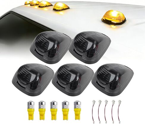 5 X Cab Marker Light, Smoke Lens with Amber T10 LED Roof Running Lights, Top Clearance Light for 1999-2016 Ford F150 F250 F350 F450 F550 F650 F750 E150 E250 E350 E450 Super Duty Pickup Truck in Saudi Arabia