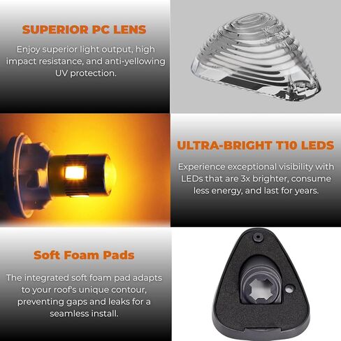5 X Cab Marker Light, Smoke Lens with Amber T10 LED Roof Running Lights, Top Clearance Light for 1999-2016 Ford F150 F250 F350 F450 F550 F650 F750 E150 E250 E350 E450 Super Duty Pickup Truck in Saudi Arabia