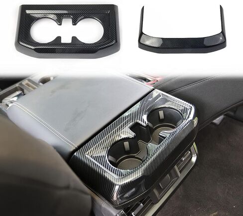 Korlot Carbon Fiber Inner Rear Cup Holder Trim Cover Panel Kit for Ford F150 2021+ in Saudi Arabia