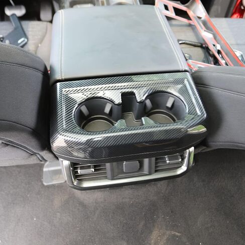 Korlot Carbon Fiber Inner Rear Cup Holder Trim Cover Panel Kit for Ford F150 2021+ in Saudi Arabia