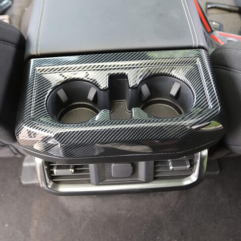 Korlot Carbon Fiber Inner Rear Cup Holder Trim Cover Panel Kit for Ford F150 2021+ in Saudi Arabia