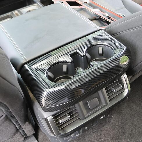 Korlot Carbon Fiber Inner Rear Cup Holder Trim Cover Panel Kit for Ford F150 2021+ in Saudi Arabia