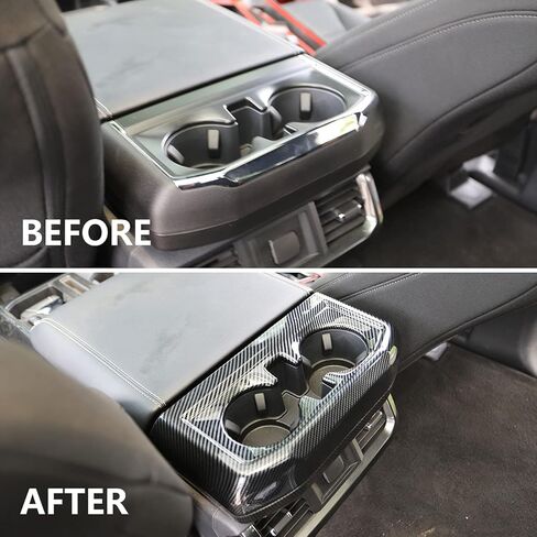 Korlot Carbon Fiber Inner Rear Cup Holder Trim Cover Panel Kit for Ford F150 2021+ in Saudi Arabia