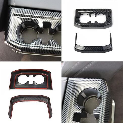 Korlot Carbon Fiber Inner Rear Cup Holder Trim Cover Panel Kit for Ford F150 2021+ in Saudi Arabia