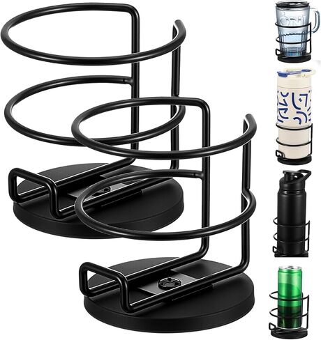 2 Pack Magnetic Cup Holder, Heavy Duty Metal Drink Holder, 3.46 inch/8.8 cm Strong Magnetic Base, Magnet Cup Caddy for Refrigerator Treadmill Truck Boat Bus Car in Kuwait