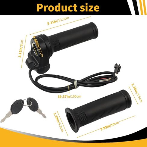 EBike 20X Full Twists Throttle, 3 Pin EBike Throttle Grip with Waterproof Joint, Right Hand Full Twists Throttle, 12V-72V EBikes Throttle Grip for Scooters and Electric Bicycles (COLOR:22mm/0.87in) in Saudi Arabia