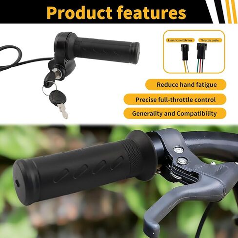 EBike 20X Full Twists Throttle, 3 Pin EBike Throttle Grip with Waterproof Joint, Right Hand Full Twists Throttle, 12V-72V EBikes Throttle Grip for Scooters and Electric Bicycles (COLOR:22mm/0.87in) in Saudi Arabia