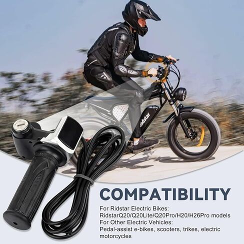 Full Twist Throttle for Ridstar Q20/Q20Lite/Q20Pro/H20/H26Pro/H20 with LED Display Key Lock Waterproof Ebike Quick Throttle Grips Kit for Electric Dirt Bike Scooter Mountain Bike Ebike in Saudi Arabia