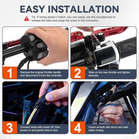Full Twist Throttle for Ridstar Q20/Q20Lite/Q20Pro/H20/H26Pro/H20 with LED Display Key Lock Waterproof Ebike Quick Throttle Grips Kit for Electric Dirt Bike Scooter Mountain Bike Ebike in Saudi Arabia