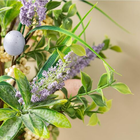 Glitzhome Easter Eggs Table Tree with Burlap Stone Base Decorative Artificial Table Tree Decor with Lavender and Eggs for Spring Easter Party Supplies Props in Saudi Arabia