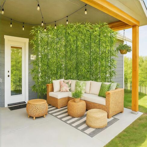 7/8ft Tall Artificial Bamboo Tree 10 Pack, Removable Faux Bamboo Outdoor with Encrypted Silk Leaves for Garden Fence Courtyard Entrance, Privacy Waterproof Fake Plants (7ft/213cm) in Saudi Arabia