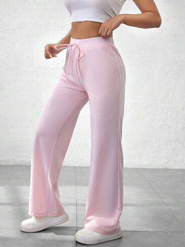 Women's High Waisted Casual Pants Drawstring Straight Leg Sweatpants Trousers in Saudi Arabia