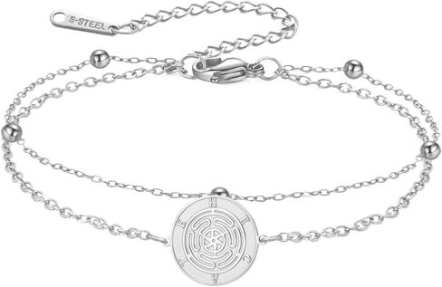 TEAMER Adjustable Hekate Wheel Bracelet Double Layer Beads Chain Hecate's Wheel Bracelet Wicca Wheel of Hekate Goddess Amulet Jewelry For Women in Saudi Arabia