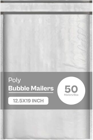 PSBM #6 50 قطعة، 12.5 × 19 بوصة، رسائل فقاعات من البوليستر الأبيض، مبطنة بالوسادة، مقاومة للماء، مقاومة للتمزق، حقيبة شحن للملابس والمستندات والكتب والهدايا والمجوهرات والمزيد in Saudi Arabia