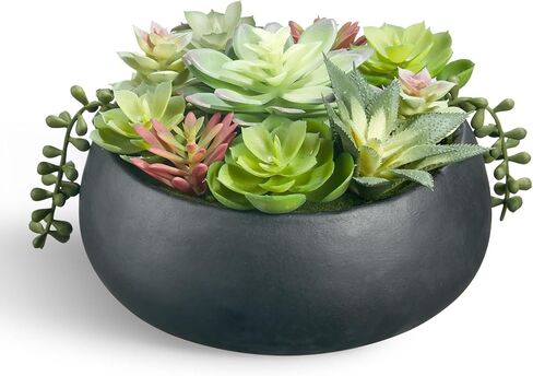 6 Inch Artificial Succulent Plant in White Ceramic Pot - Realistic Fake Succulent for Home Office Desk Bathroom Decor Coffee Table Decor in Saudi Arabia