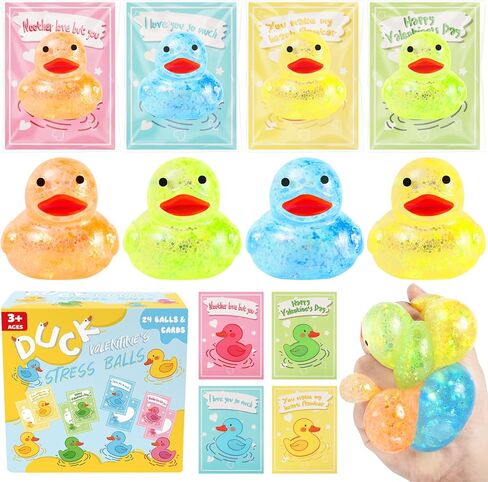 28 Pack Valentines Day Gifts for Kids, Kids Valentines Day Cards with Stress Ball, Valentine Gift Exchange Squeeze Relief Balls Fidget Stretchy Toys for Boys Girl Valentines Day Party Favors Supplies in Saudi Arabia