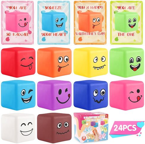 28 Pack Valentines Day Gifts for Kids, Kids Valentines Day Cards with Stress Ball, Valentine Gift Exchange Squeeze Relief Balls Fidget Stretchy Toys for Boys Girl Valentines Day Party Favors Supplies in Saudi Arabia
