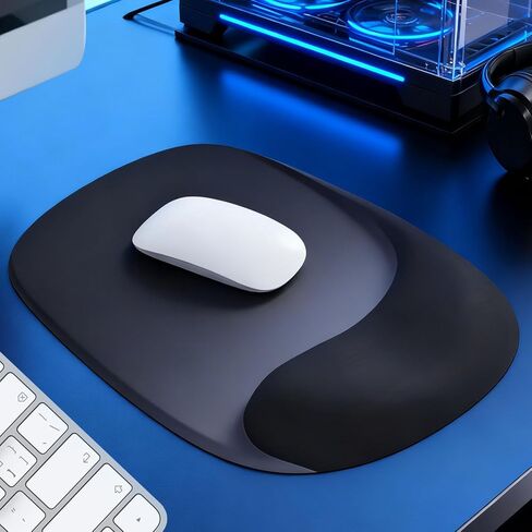 Ergonomic Mouse Pad with Gel Wrist Rest,Comfortable Mousepad with Smooth Wrist Support Surface Non-Slip PU Base for Pain Relief,Desk Accessories Mat for Computer,Laptop,Office &Home,10.5x7.5,Black in Saudi Arabia