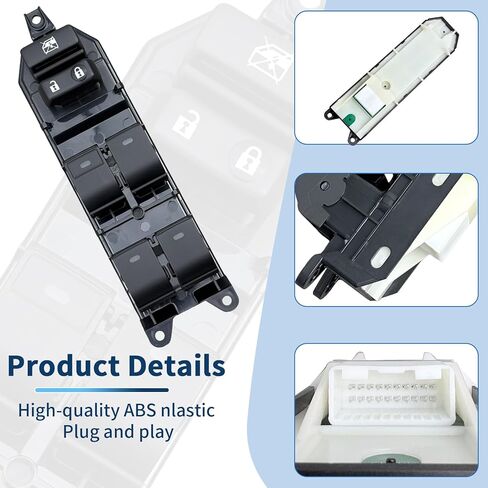 مفتاح رئيسي لنافذة الطاقة مع إضاءة خلفية LED ومفتاح ألوان (يناسب 84040-33100/06020/0N020) - متوافق مع 2008-2019 Toyota Land Cruiser، Camry، Prius، 4Runner، Lexus CT200h والمزيد | تتضمن أداة حدق in Kuwait