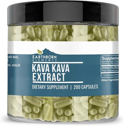 Earthborn Elements، مستخلص كافا كافا، 200 كبسولة، نقي وغير مخفف، بدون إضافات in Kuwait