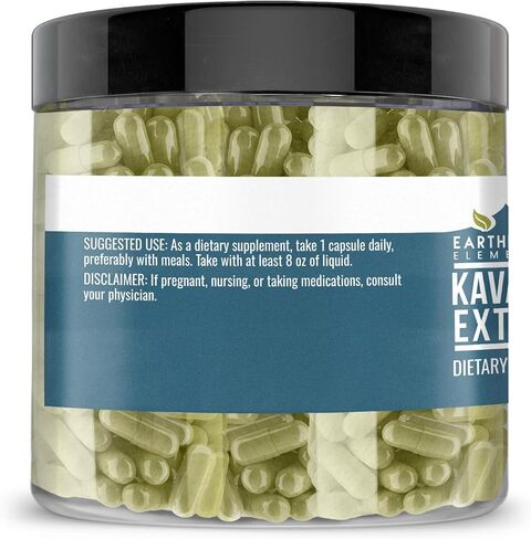 Earthborn Elements، مستخلص كافا كافا، 200 كبسولة، نقي وغير مخفف، بدون إضافات in Kuwait