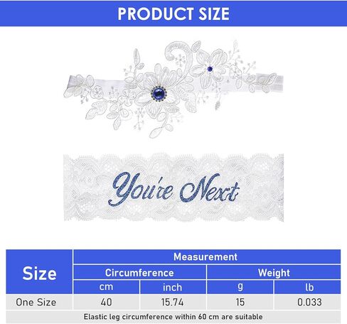 2 Pcs Wedding Garter for Bride Lace Crystal Bridal Garter Flower You're Next Garter Belt for Bride Women Prom Gift in Saudi Arabia