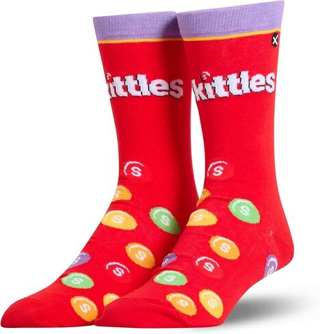 Odd Sox - جوارب Skittles Pile Crew - حلوى حلوة جديدة ملونة - ملابس من مزيج القطن الناعم - مقاس كبير مناسب للجنسين - هدية ممتعة رائعة للرجال والنساء والمراهقين in Saudi Arabia