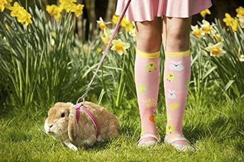 LEOSTEP Long Women Easter Compression Socks With Animal Bunny and Easter Eggs (2 pairs), Knee High Women Cute Holiday Socks in Saudi Arabia