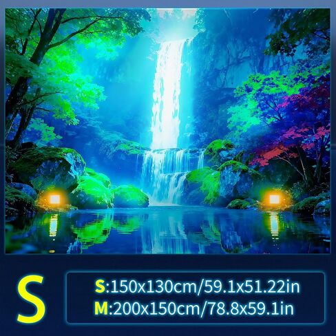 شلال نسيج بلاكلايت مقاس 4.9 × 1.0 قدم - يتوهج في الظلام لتعليق جدار النيون لغرفة النوم، والنوم، وغرفة المعيشة، وغرفة اليوجا، وتزيين الحفلات، مع ملحقات معلقة، وتصميم طبيعي وخيالي نابض بالحياة in Kuwait