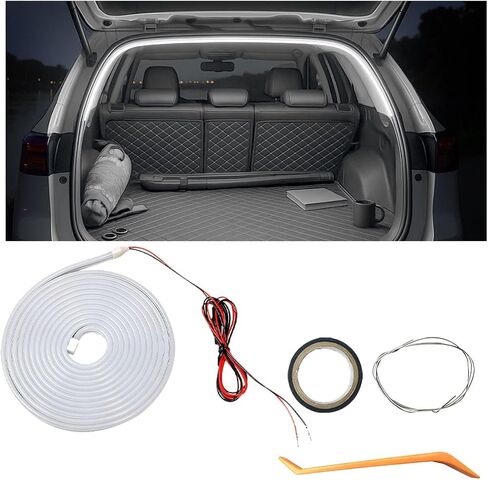 Car Trunk LED Strip Light, 6.56FT Silicone Flexible Cuttable Vehicle Trunk Cargo Ambient Lighting, Waterproof Bright Auto Trunk Interior Lamp Decoration, Universal for SUV RV Truck (White) in Kuwait