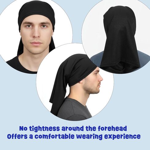 4 Pack Loc Socks & Dreadlock Headbands - Extra Wide Soft Spandex Tube Socks for Locs, Dreads, Braids & Long Hair | Unisex Sweat-Wicking Breathable Head Wrap Cap for Women & Men Black in Kuwait