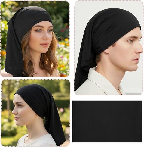 4 Pack Loc Socks & Dreadlock Headbands - Extra Wide Soft Spandex Tube Socks for Locs, Dreads, Braids & Long Hair | Unisex Sweat-Wicking Breathable Head Wrap Cap for Women & Men Black in Kuwait