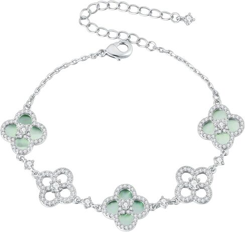 Qitian Clover Bracelet for Women 18K Gold Four Leaf Pink Lucky Link Clover Bracelets, Trendy lucky bracelets for women in Saudi Arabia