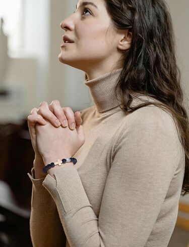 Giovanchi 8 Pcs Christian Easter Gifts for Men Women Moonstone Cross Bracelet, Easter Baptism Valentine's Day Religious Gifts for Him Her Friends Dad Mom, Crystal Beaded Bracelets for Women Men in Kuwait